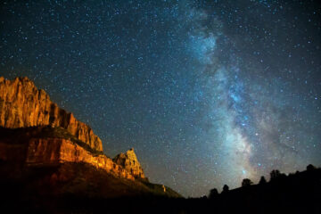 The night sky from Zion Canyon in Zion National Park.